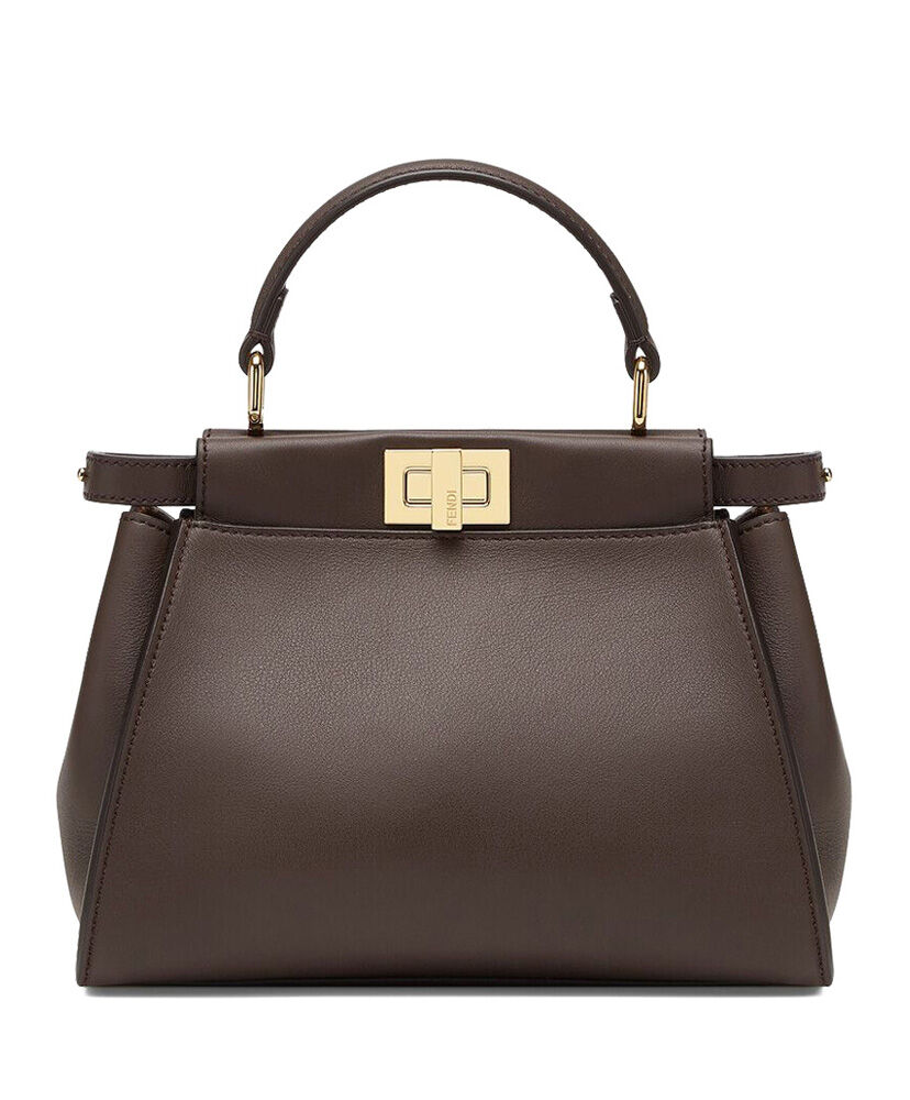 Fendi Peekaboo Iconic Leather Mini Bag 8BN244 Dark Coffee